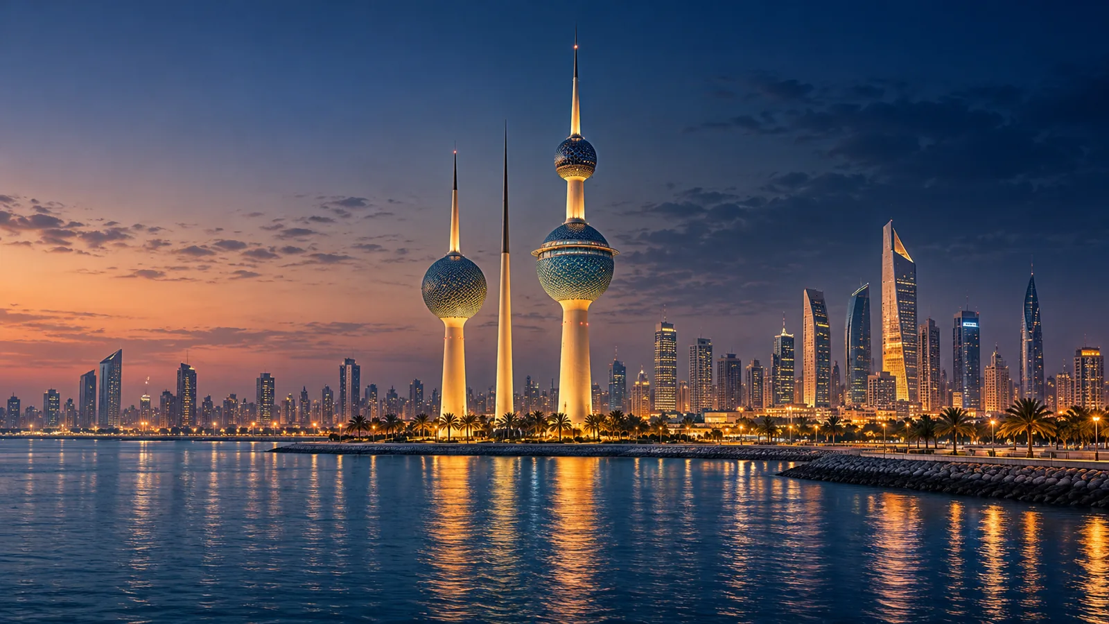 Cinematic illustration inspired by Kuwait City, Kuwait