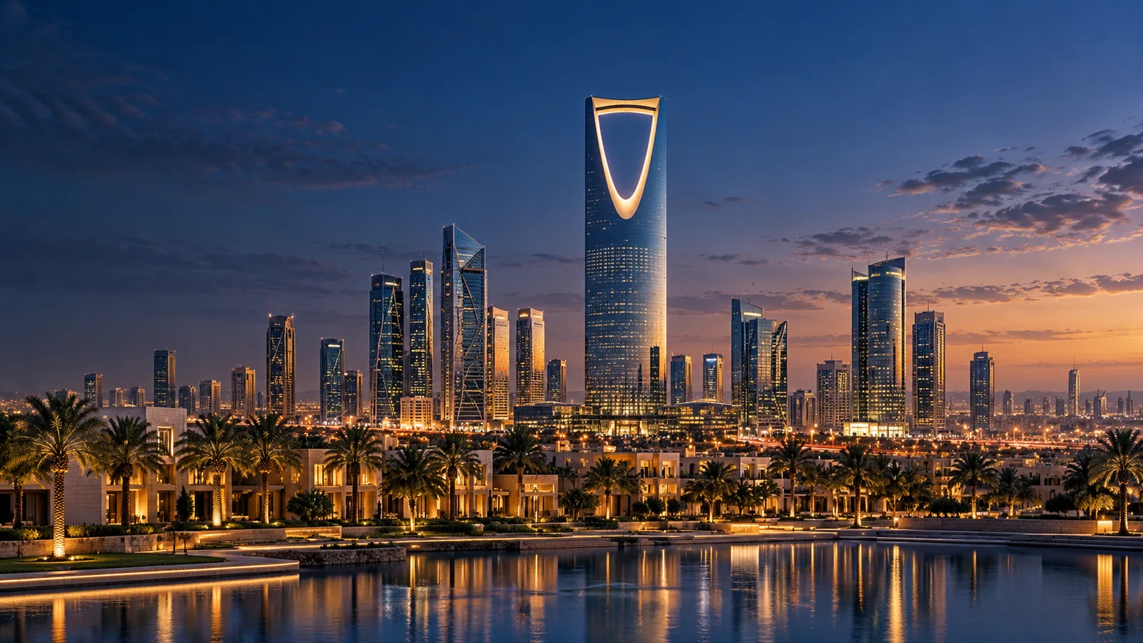 Cinematic illustration inspired by Riyadh, Saudi Arabia
