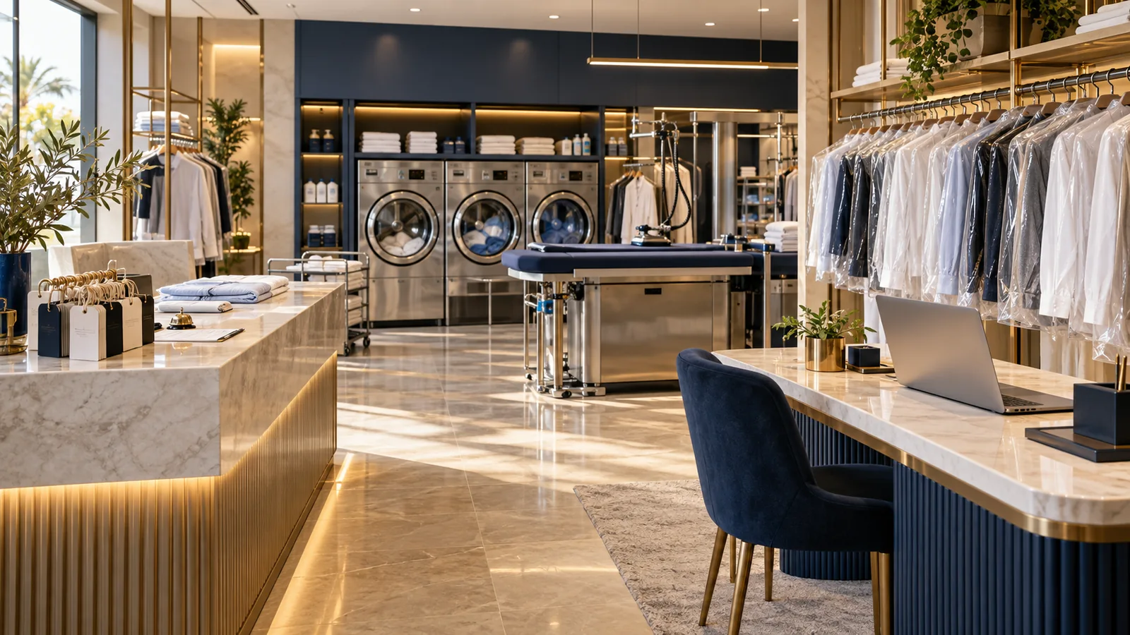 Illustrative business scene: Laundries & dry cleaning